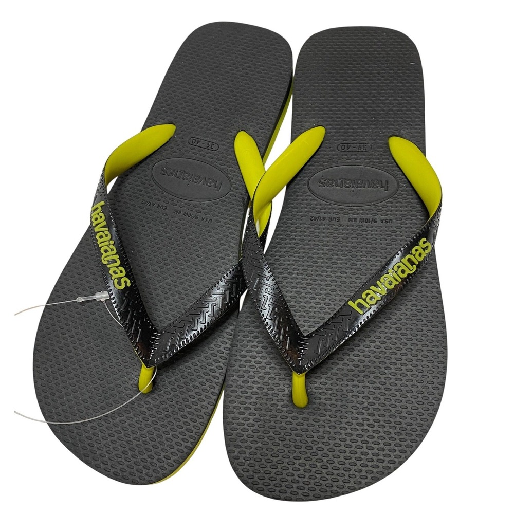 Havaianas Top Flip Flops Womens 9/10W Mens 8M Grey Lime Green Sandals NWT